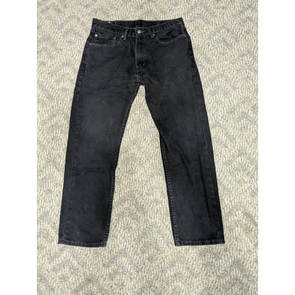 Levis 505 Regular Fit Black Denim Jeans Mens 34x30 Straight Leg 00505-0260